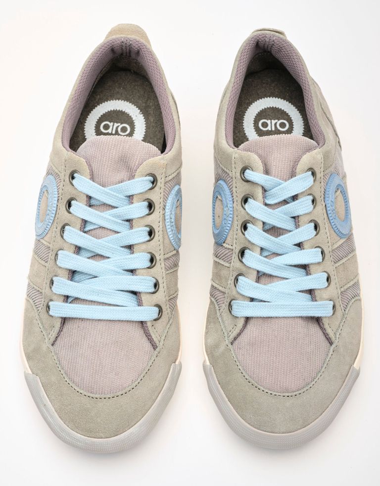נעלי גברים - Aro - סניקרס עור ובד IDO - אפור בהיר2