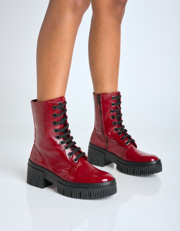 נעלי נשים - Art - מגפוני לק עם שרוכים YORK - בורדו2