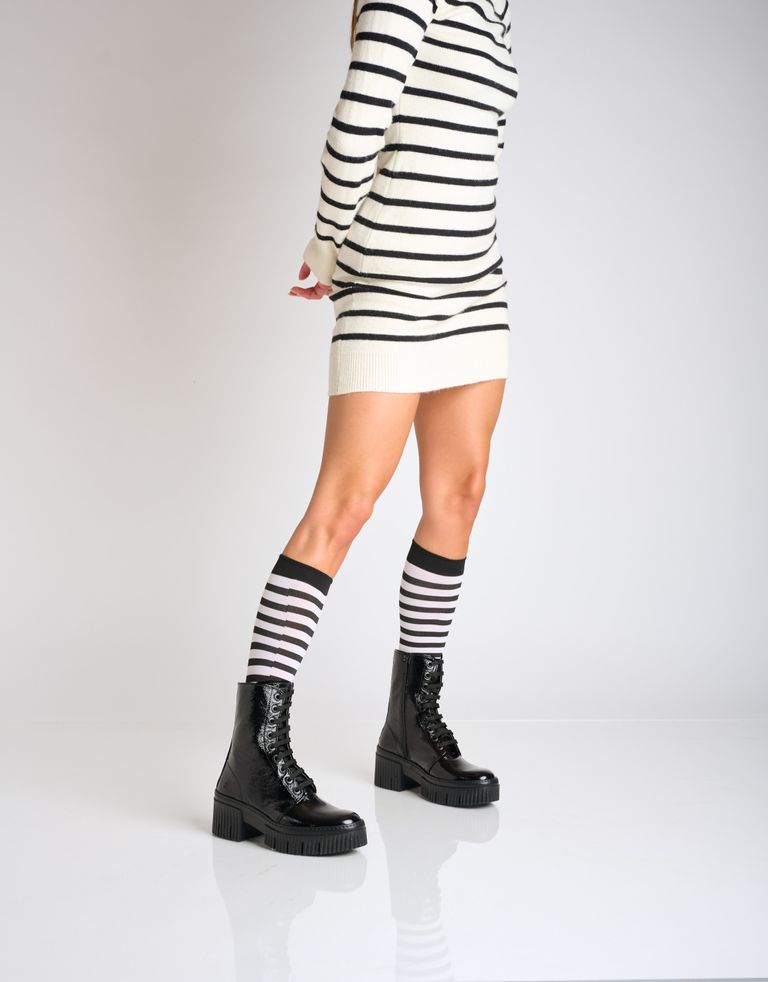 נעלי נשים - Art - מגפוני לק עם שרוכים YORK - שחור1