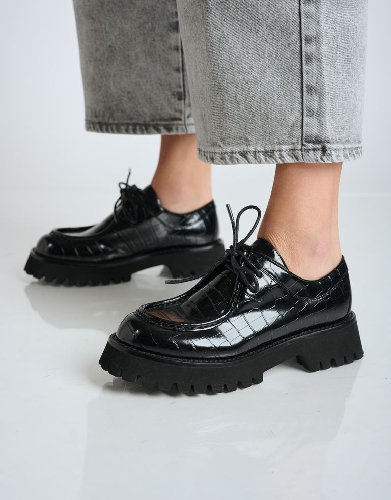 נעלי נשים - Jeffrey Campbell - נעלי אוקספורד WRITER CROC - שחור4