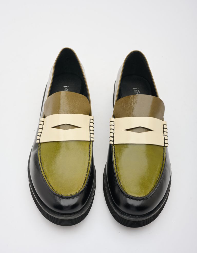 נעלי נשים - Jeffrey Campbell - מוקסינים צבעונים LENNA - שחור ירוק2