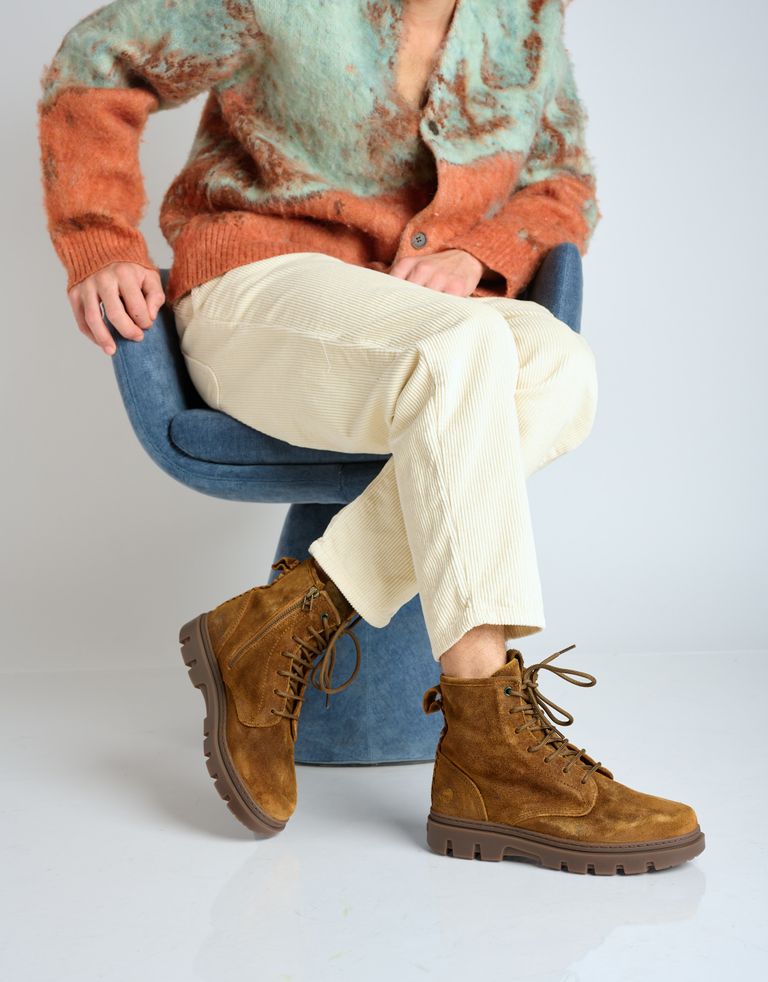 נעלי גברים - Satorisan - מגפונים עם שרוכים UNALOME - קאמל1