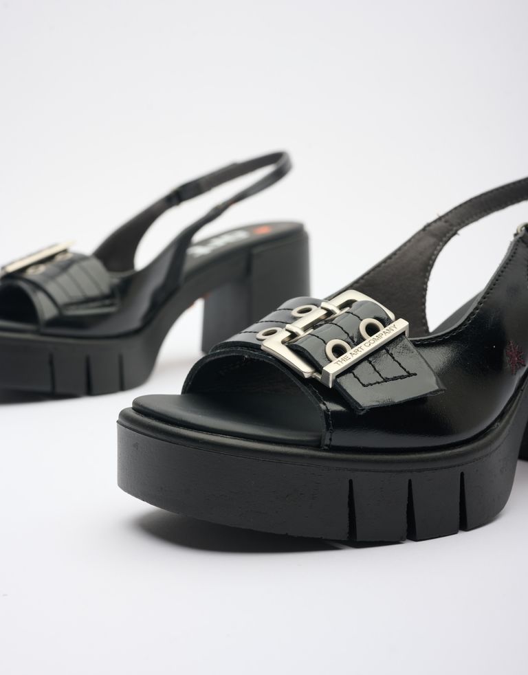 נעלי נשים - Art - סנדלי עקב EVISSA - שחור1