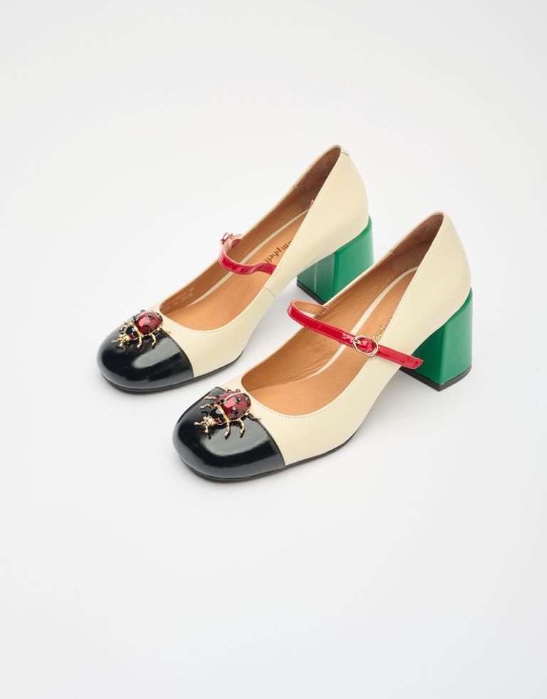 נעלי נשים - Jeffrey Campbell - נעלי בובה BEES KNEES - לבן   שחור2