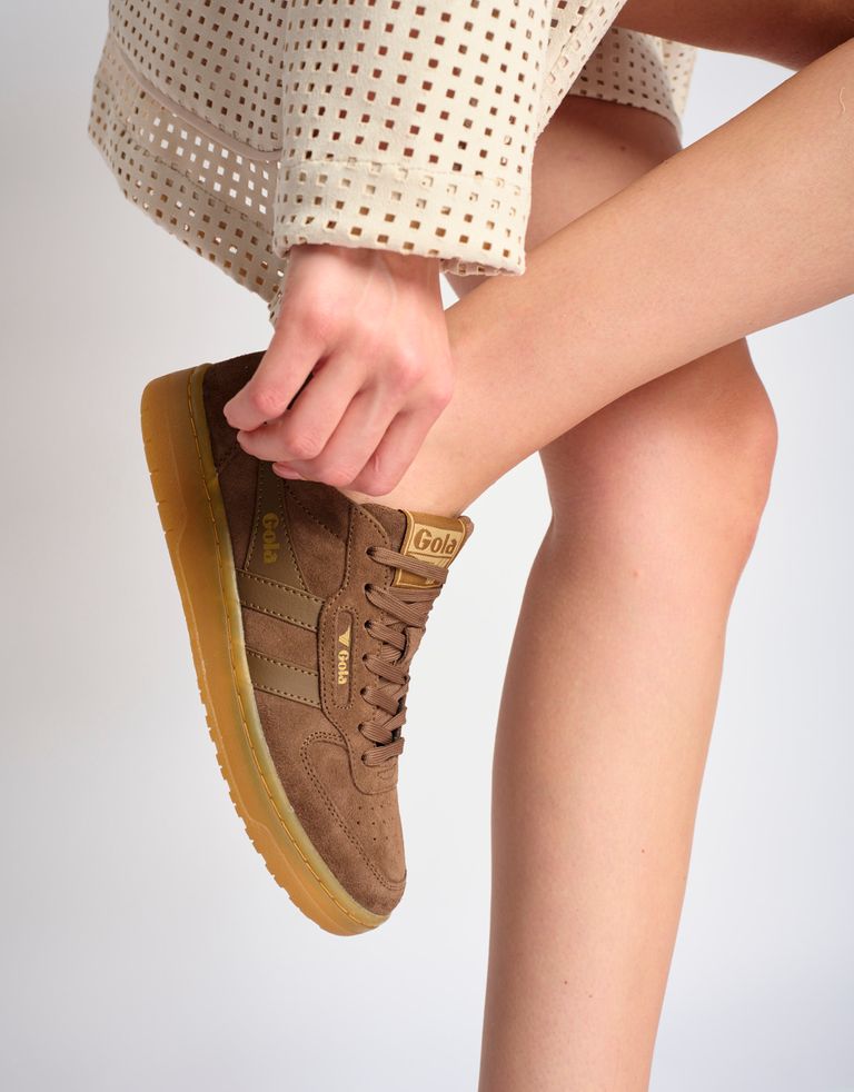 נעלי נשים - Gola - סניקרס זמש HAWK - חום1