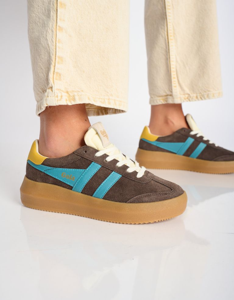 נעלי נשים - Gola - סניקרס זמש ATHENA - חום   כחול4