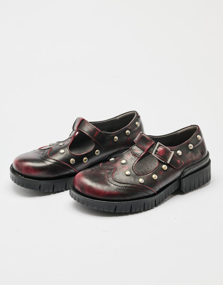 נעלי נשים - Art - נעלי בובה עם ניטים OXFORD - בורדו3