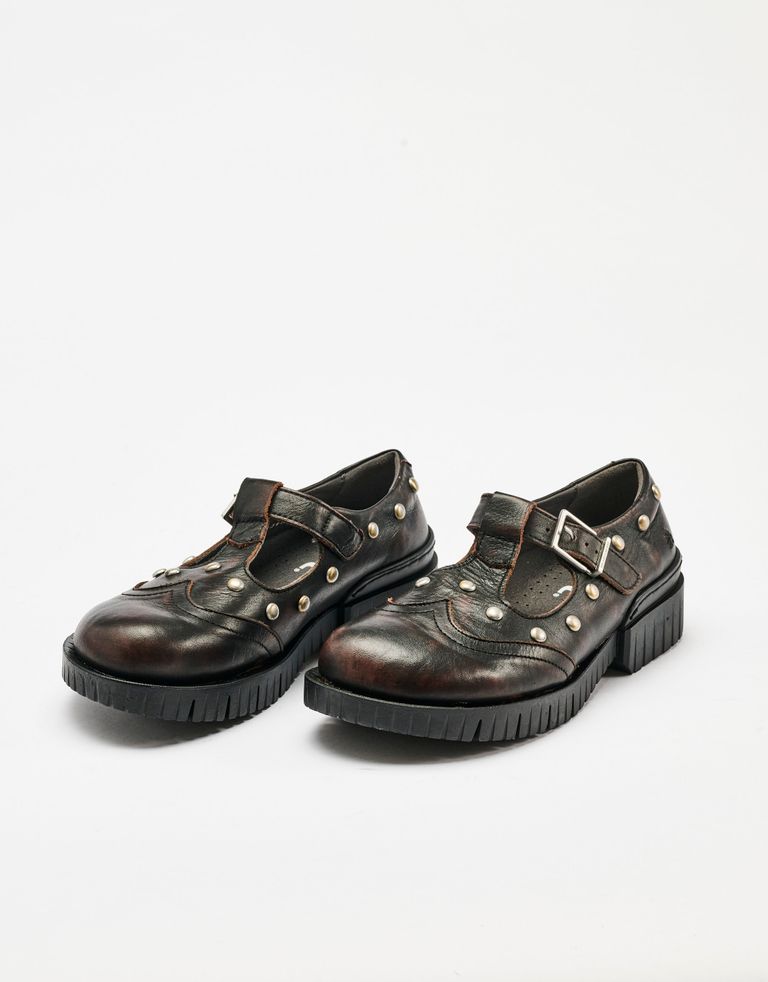 נעלי נשים - Art - נעלי בובה עם ניטים OXFORD - חום3