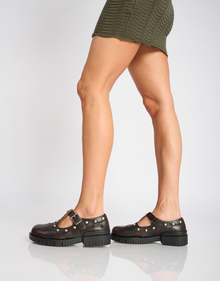 נעלי נשים - Art - נעלי בובה עם ניטים OXFORD - חום4