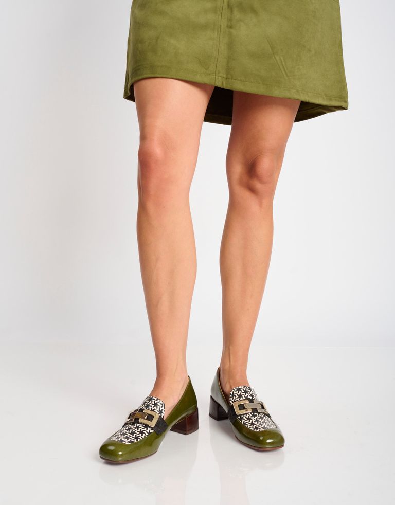 נעלי נשים - Chie Mihara - נעלי מוקסין עם עקב RANCI - ירוק3