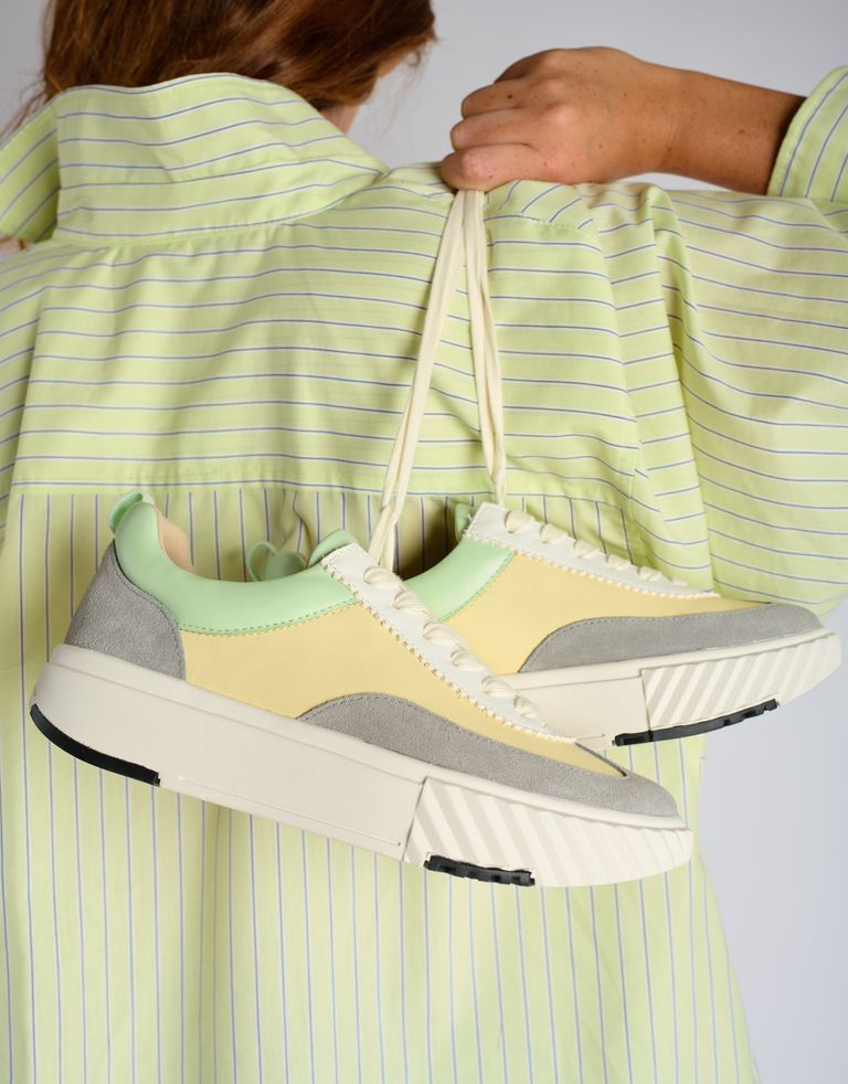 נעלי נשים - 4CCCCEES - סניקרס עור RAY RETA - צהוב   אפור1