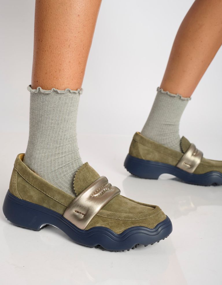 נעלי נשים - 4CCCCEES - נעלי מוקסין SANHO LOA - חאקי2