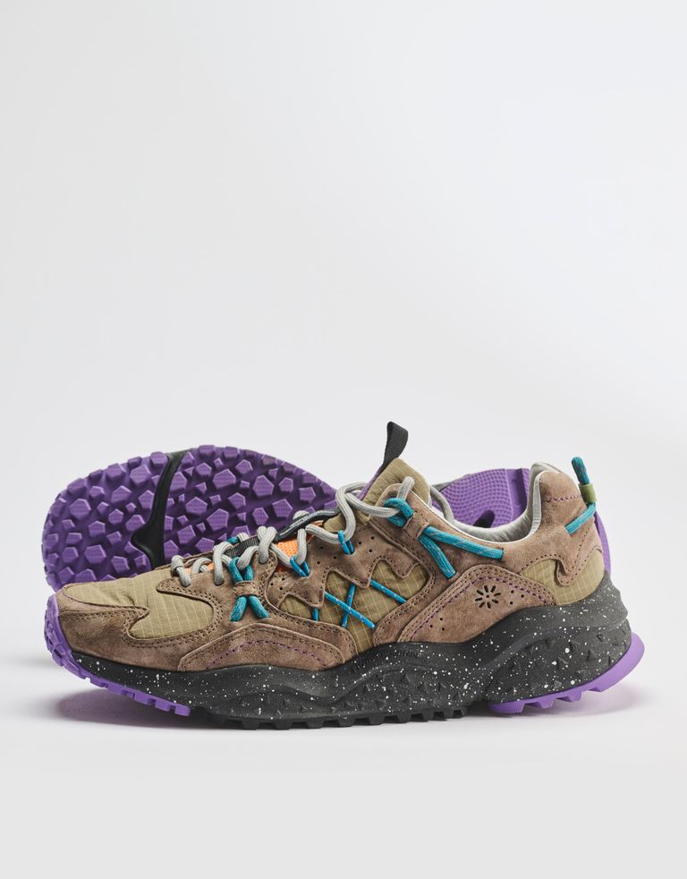 נעלי גברים - Flower Mountain - סניקרס זמש ובד YMABUSHI - זית1