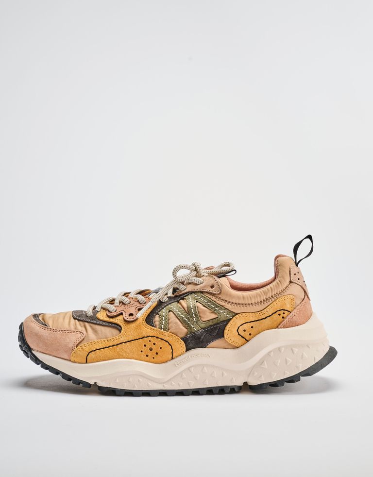 נעלי גברים - Flower Mountain - סניקרס זמש ובד SOLIN - חום   כתום2