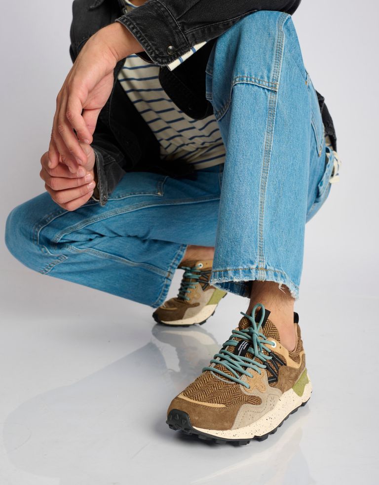 נעלי גברים - Flower Mountain - סניקרס עור וצמר YAMANO - חום1