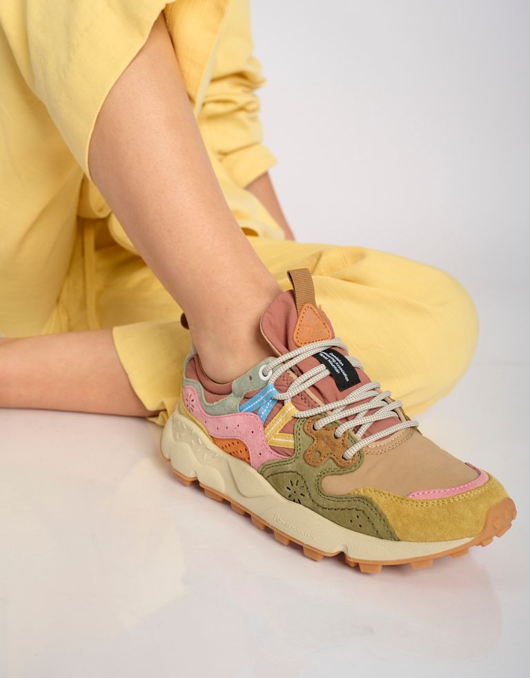 נעלי נשים - Flower Mountain - סניקרס YAMANO 3 - בז'   ורוד1