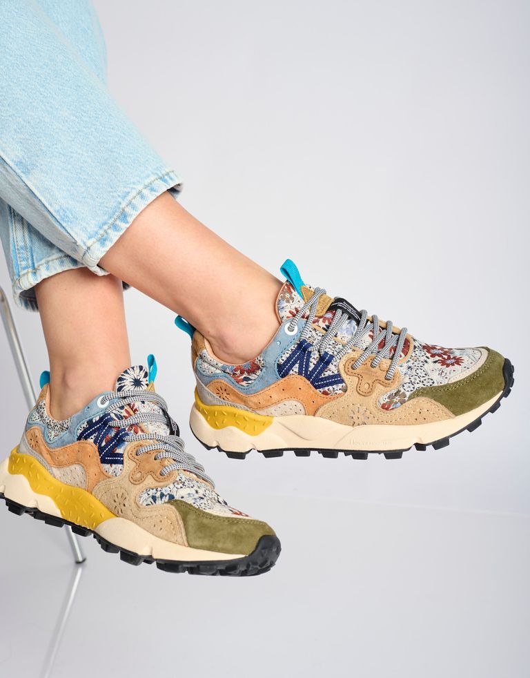 נעלי נשים - Flower Mountain - סניקרס פרחוניות YAMANO - ירוק   כחול1