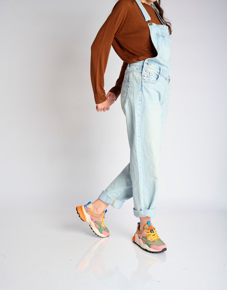 נעלי נשים - Flower Mountain - סניקרס זמש ובד RULIS - ירוק   ורוד2