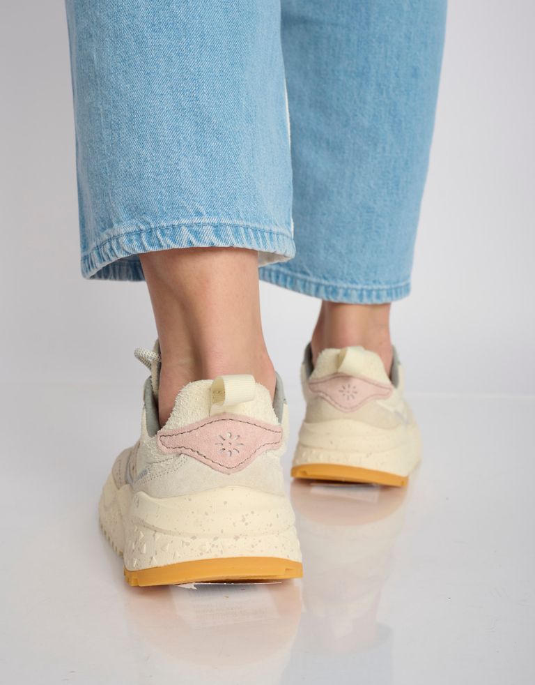 נעלי נשים - Flower Mountain - סניקרס זמש ובד WAVE - לבן3