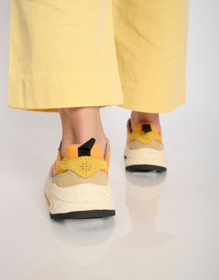 נעלי נשים - Flower Mountain - סניקרס זמש ובד WAVE - כתום   ורוד4