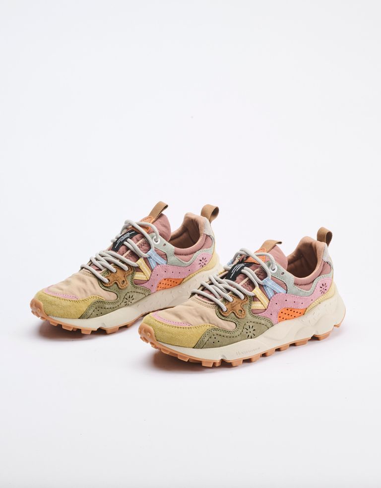 נעלי נשים - Flower Mountain - סניקרס YAMANO 3 - בז'   ורוד2
