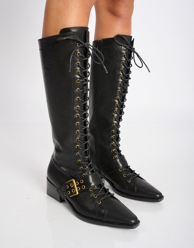 נעלי נשים - Jeffrey Campbell - מגפיים עם שרוכים BIOME - שחור2