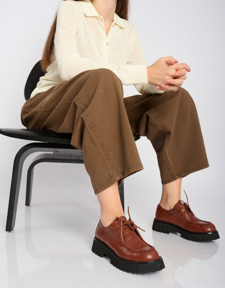 נעלי נשים - Jeffrey Campbell - נעלי אוקספורד WRITER CROC - חום1