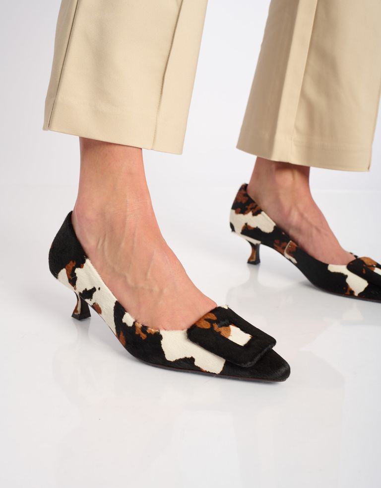 נעלי נשים - Bibi lou - נעלי עקב עם הדפס BONNIE - לבן   חום1