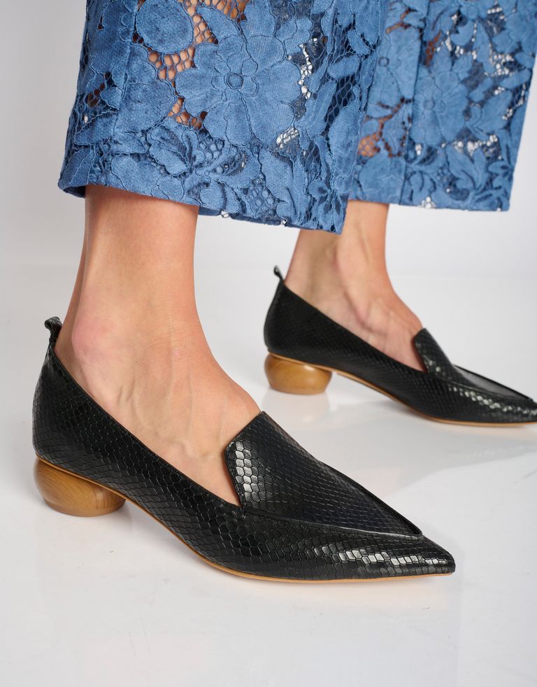 נעלי נשים - Jeffrey Campbell - נעלי סירה VIONA  נחש - שחור3