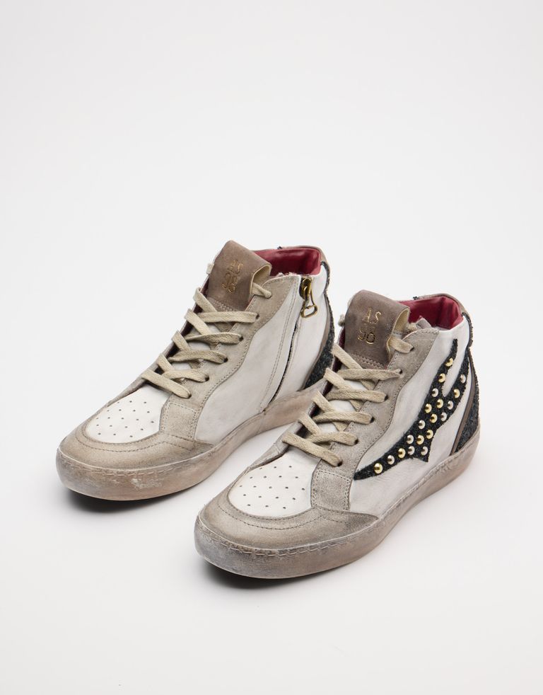 נעלי נשים - A.S. 98 - סניקרס גבוהות GOBACK - לבן   אפור3