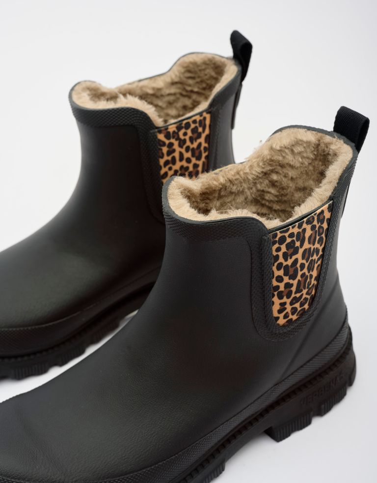 נעלי נשים - Verbenas - מגפוני גומי עם פרווה LUA - שחור מנומר2