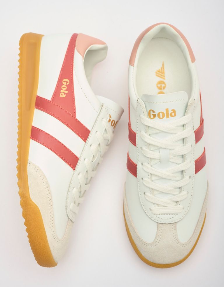 נעלי נשים - Gola - סניקרס עור TORPEDO - לבן   ורוד1