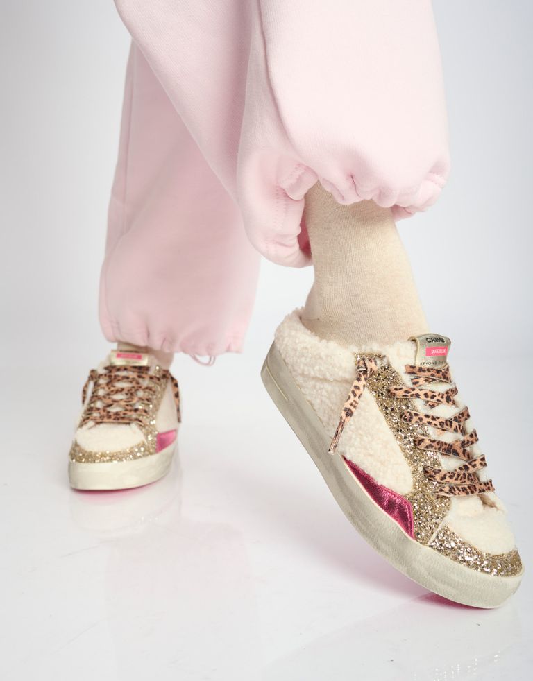 נעלי נשים - Crime London - כפכפים עם פרווה ALANIS - לבן1