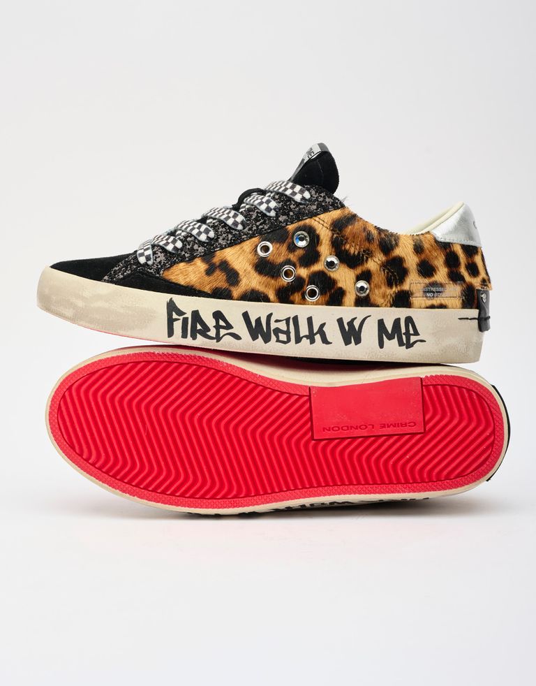 נעלי נשים - Crime London - סניקרס AGNES - שחור מנומר1