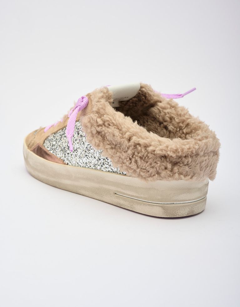 נעלי נשים - Crime London - כפכפים עם פרווה ALANIS - כסף3