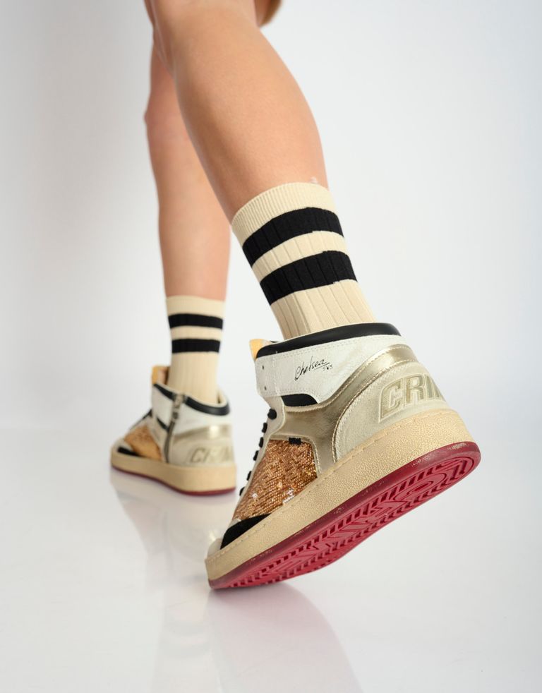 נעלי נשים - Crime London - סניקרס IGGY  גבוהות - לבן   זהב4