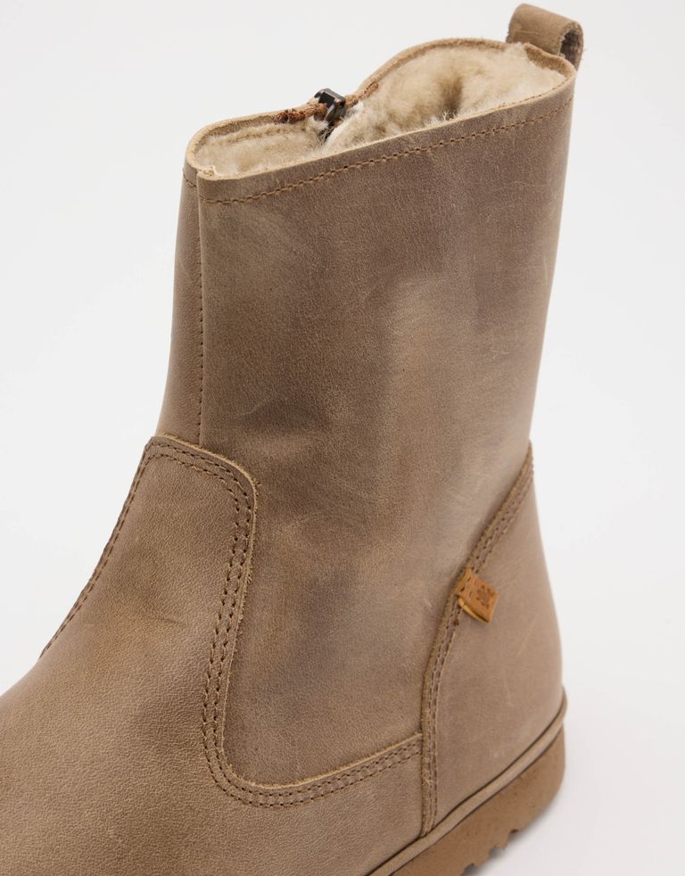 נעלי נשים - El Naturalista - מגפוני עור עם פרווה TRIBU - אפור חום4