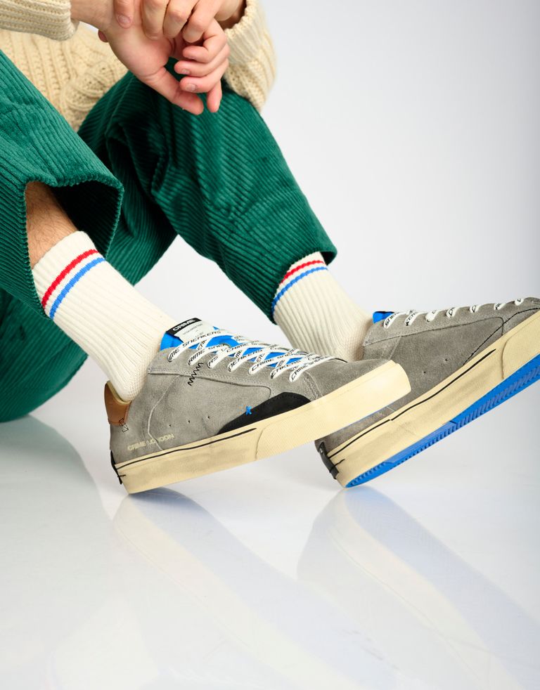 נעלי גברים - Crime London - סניקרס זמש BONO - אפור1