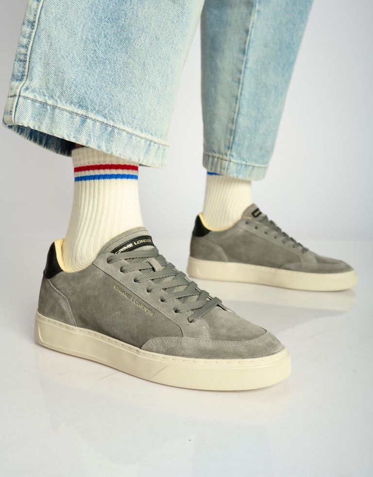 נעלי גברים - Crime London - סניקרס זמש BOB - אפור3