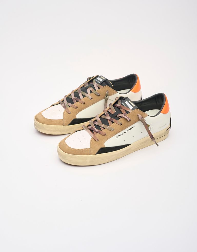 נעלי גברים - Crime London - סניקרס ALBIE - לבן   כתום2