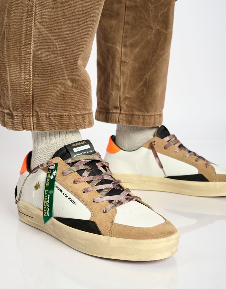 נעלי גברים - Crime London - סניקרס ALBIE - לבן   כתום3