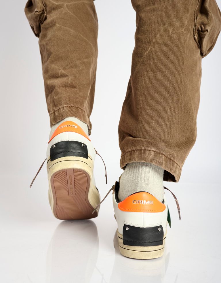 נעלי גברים - Crime London - סניקרס ALBIE - לבן   כתום4