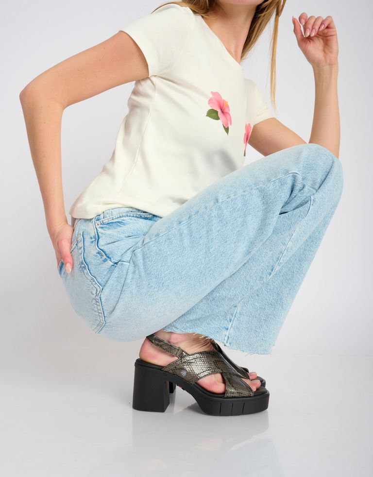 נעלי נשים - Art - סנדלי איקס EVISSA נחש - אפור   שחור1