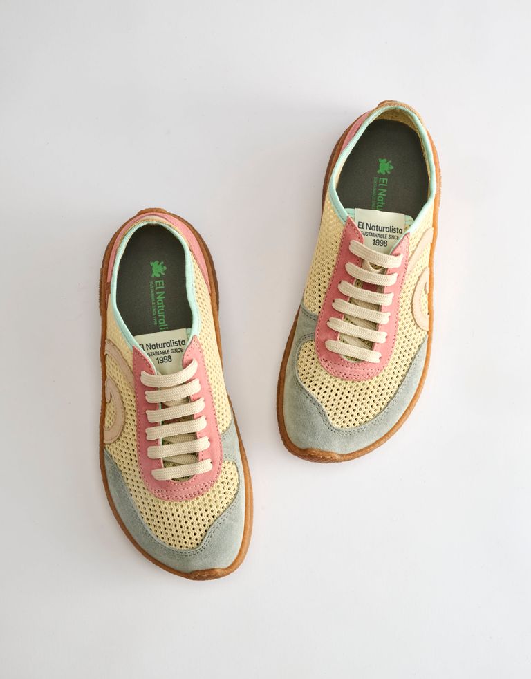 נעלי נשים - El Naturalista - סניקרס רשת וזמש OROEL - אופוויט ורוד2
