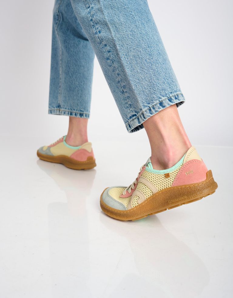 נעלי נשים - El Naturalista - סניקרס רשת וזמש OROEL - אופוויט ורוד4